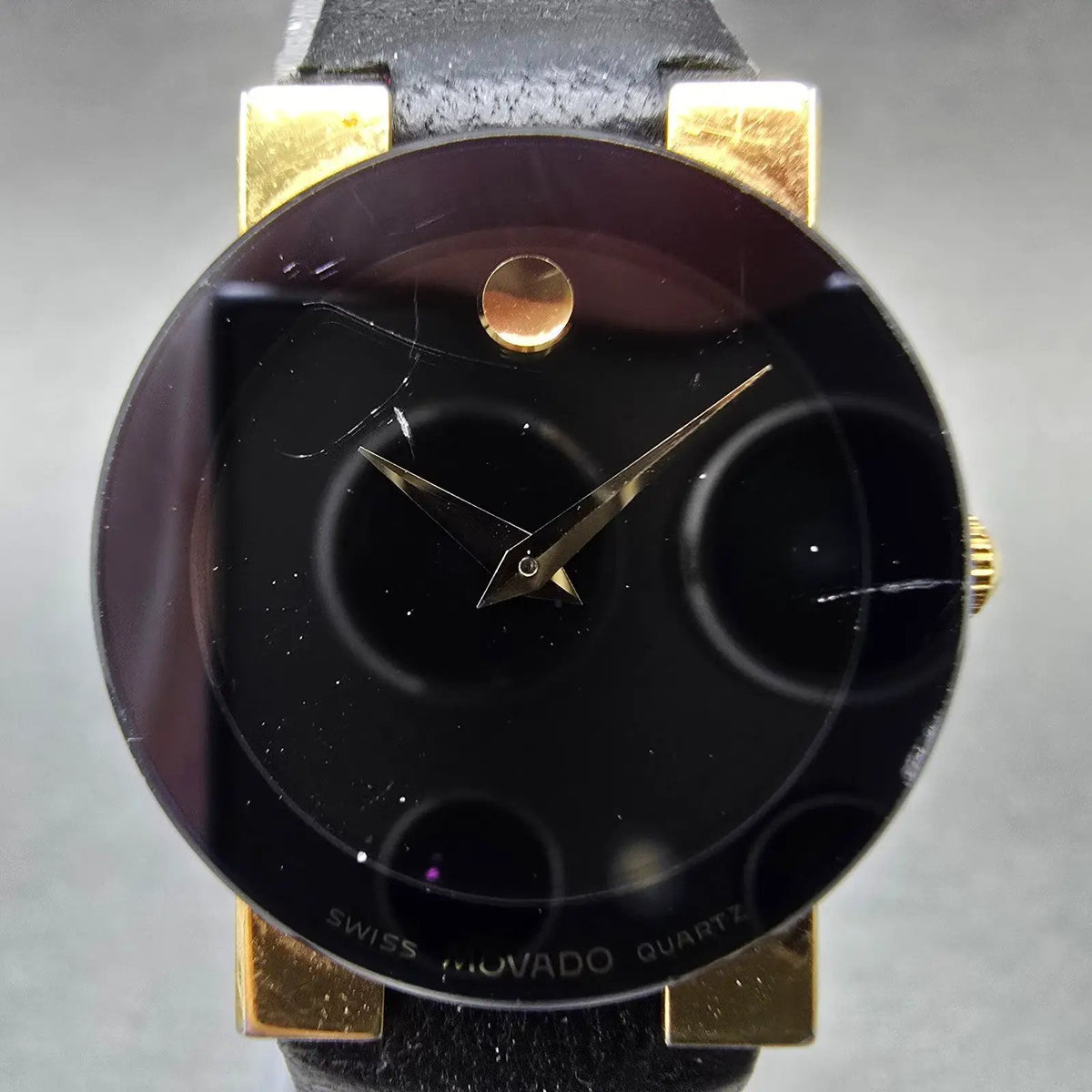 Movado Museum Safiro Watch Women 23mm Black Dial Steel 81.C1.827 New Battery1