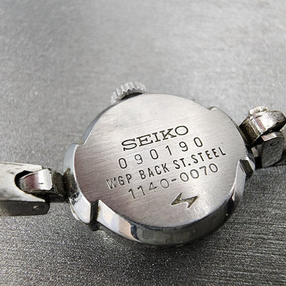 Seiko Special Watch Women 17mm Silver Dial White Gold Plated Manual Wind Runs8