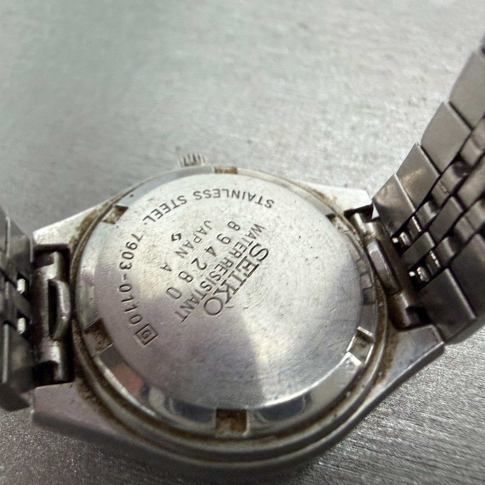 Seiko Watch Women 26mm Blue Dial Silver Tone Daydate Round 7903-0110 New Battery9