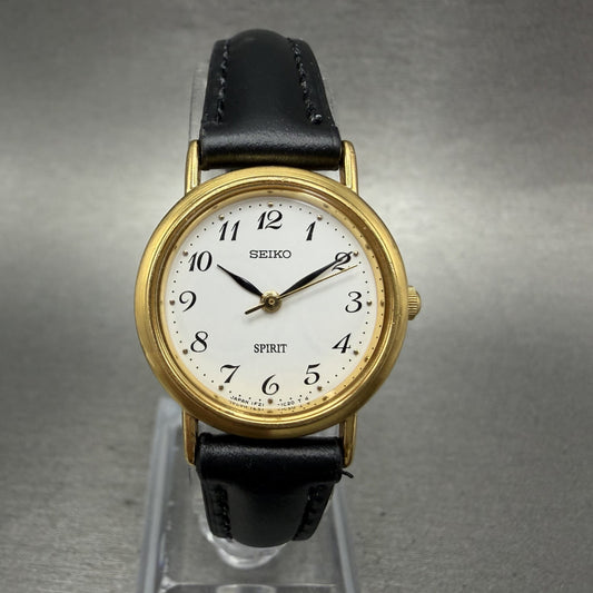 Seiko Spirit Watch Women 23mm White Dial Gold Tone Round 1F210H70 New Battery0