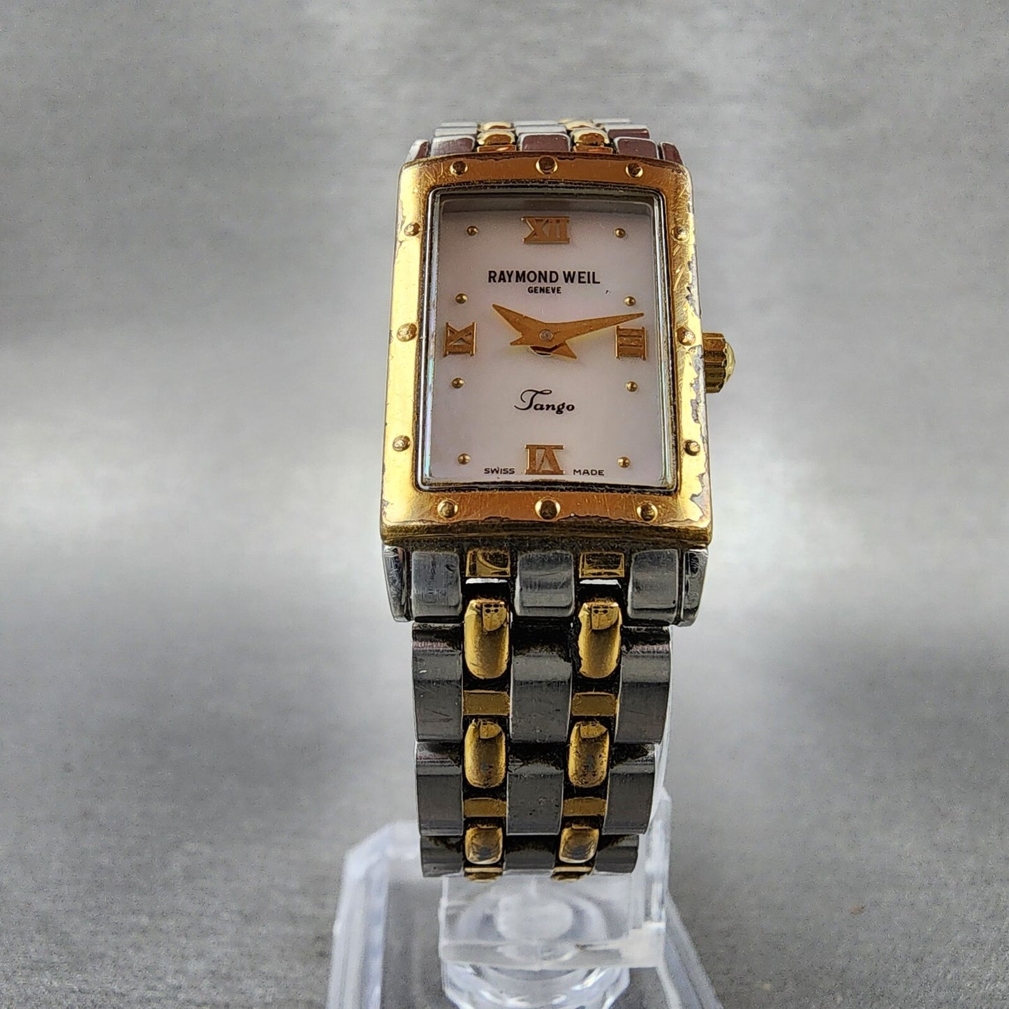 Raymond Weil Tango Tank Watch Women 17mm MOP Dial Two Tone Rectangle New Battery5