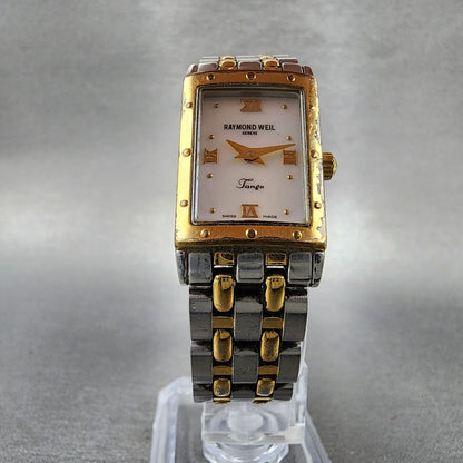 Raymond Weil Tango Tank Watch Women 17mm MOP Dial Two Tone Rectangle New Battery5