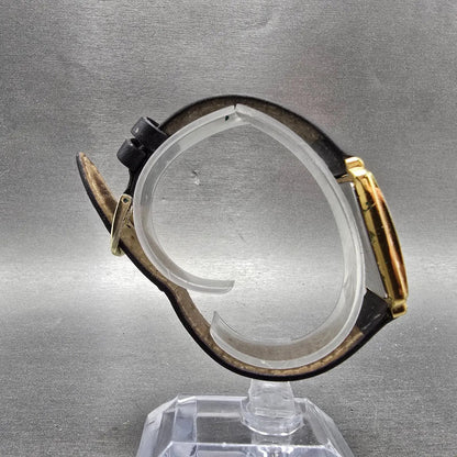 Seiko Tank Watch Men 26mm Silver Dial Gold Tone Date Rectangle 7N29-5B99 PARTS8