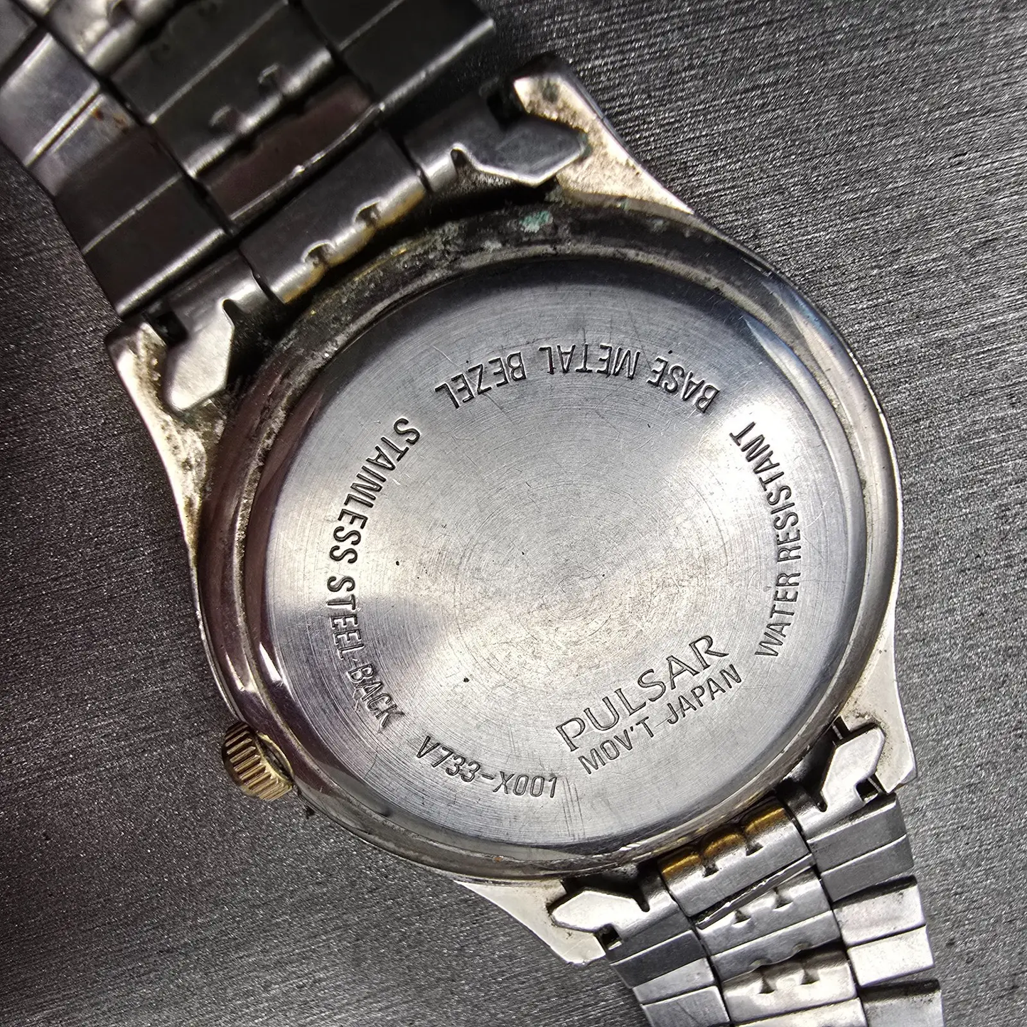 Seiko Pulsar Watch Men 36mm Black Dial Two Tone Daydate V733-X001 New Battery10