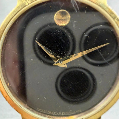 Movado Museum Watch Men 31mm Black Dial Gold Tone Round 87-45-882 New Battery N62