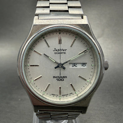 Orient Jupiter Swimmer Watch Men 35mm White Dial Silver Daydate  D39312-71 PARTS0