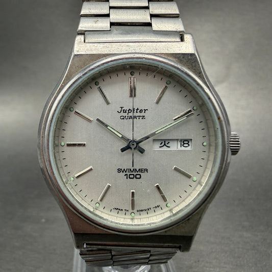 Orient Jupiter Swimmer Watch Men 35mm White Dial Silver Daydate  D39312-71 PARTS0