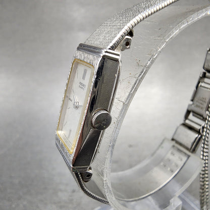 Seiko Tank Watch Women 13mm Silver Dial Silver Tone 13206070 New Battery2
