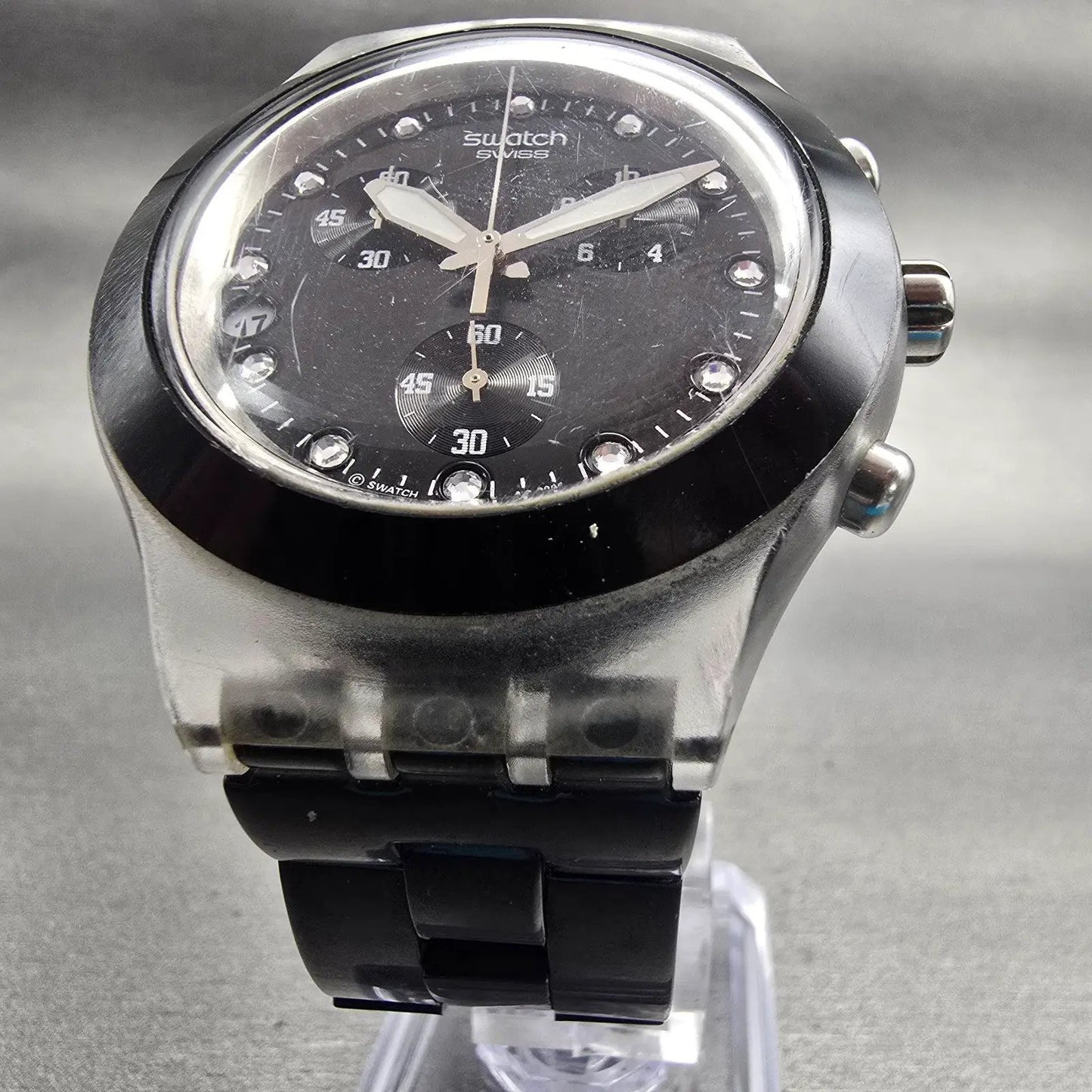 Swatch Irony Diaphane Full Blooded Nigth Watch Men Chrono SVCK4035AG New Battery5