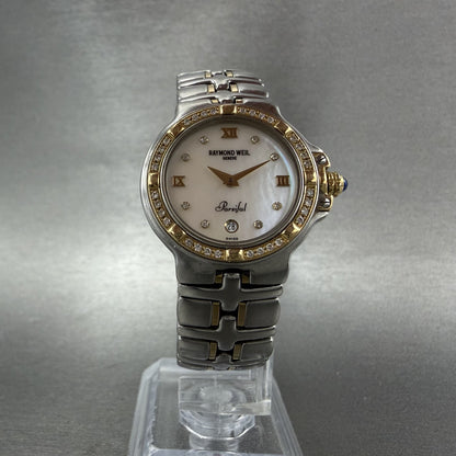 Raymond Weil Parsifal Watch Women 27mm MOP Dial Steel Diamond Bezel Date NewbatA5
