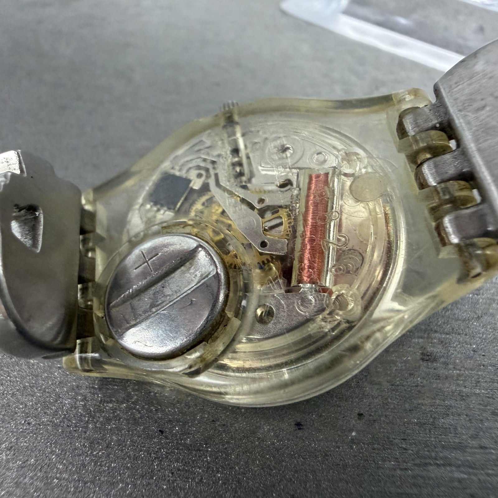 Swatch Menthol Tone Watch Women 25mm Silver Dial Clear Case Quartz LK292G NewBat9