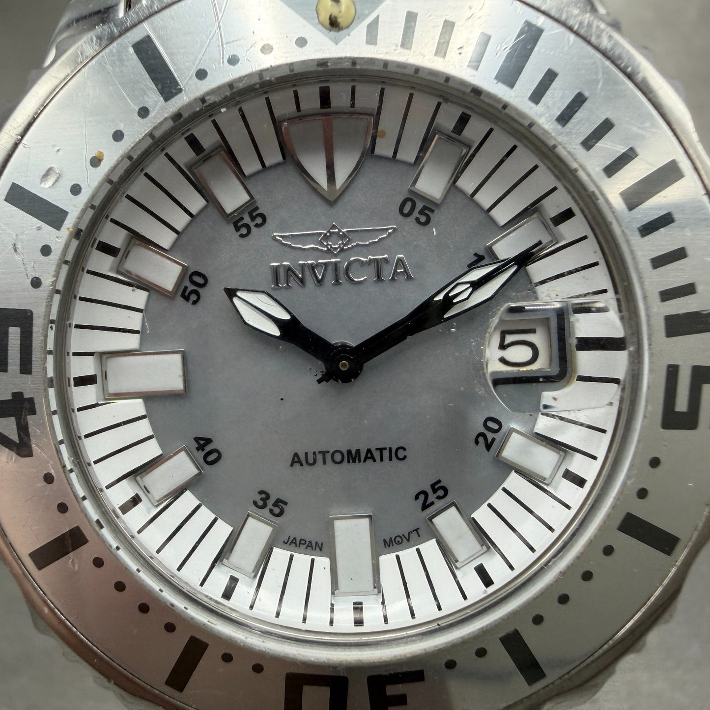 Invicta Automatic Dive Watch Men 45mm MOP Dial Silver Tone Date READ! 17722 Runs1