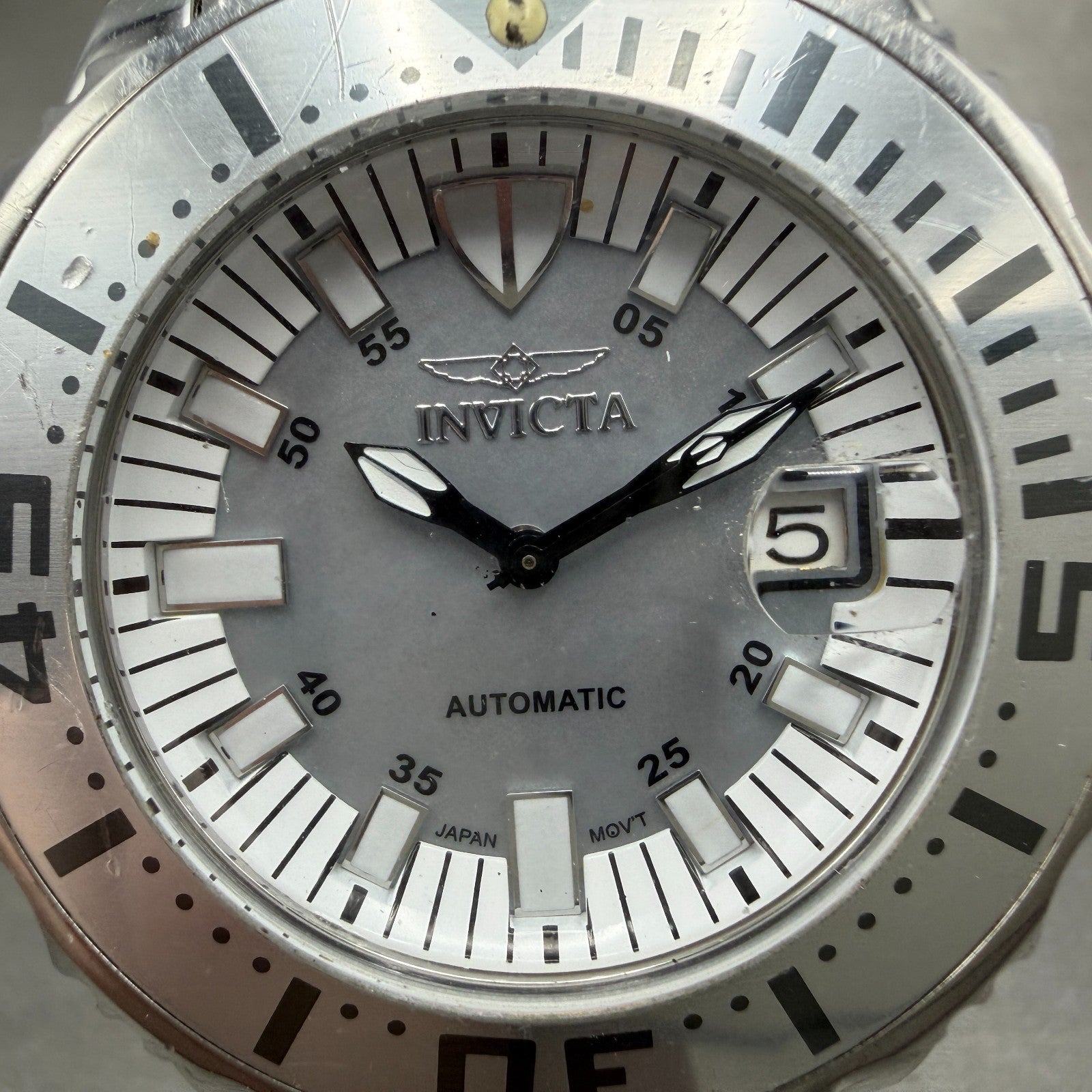 Invicta Automatic Dive Watch Men 45mm MOP Dial Silver Tone Date READ! 17722 Runs1