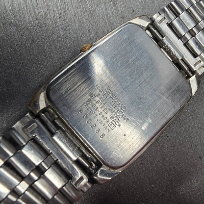 Seiko Tank Watch Men 28mm Gray Dial Two Tone Daydate Rectangle 7N33-5A09 NewBat10