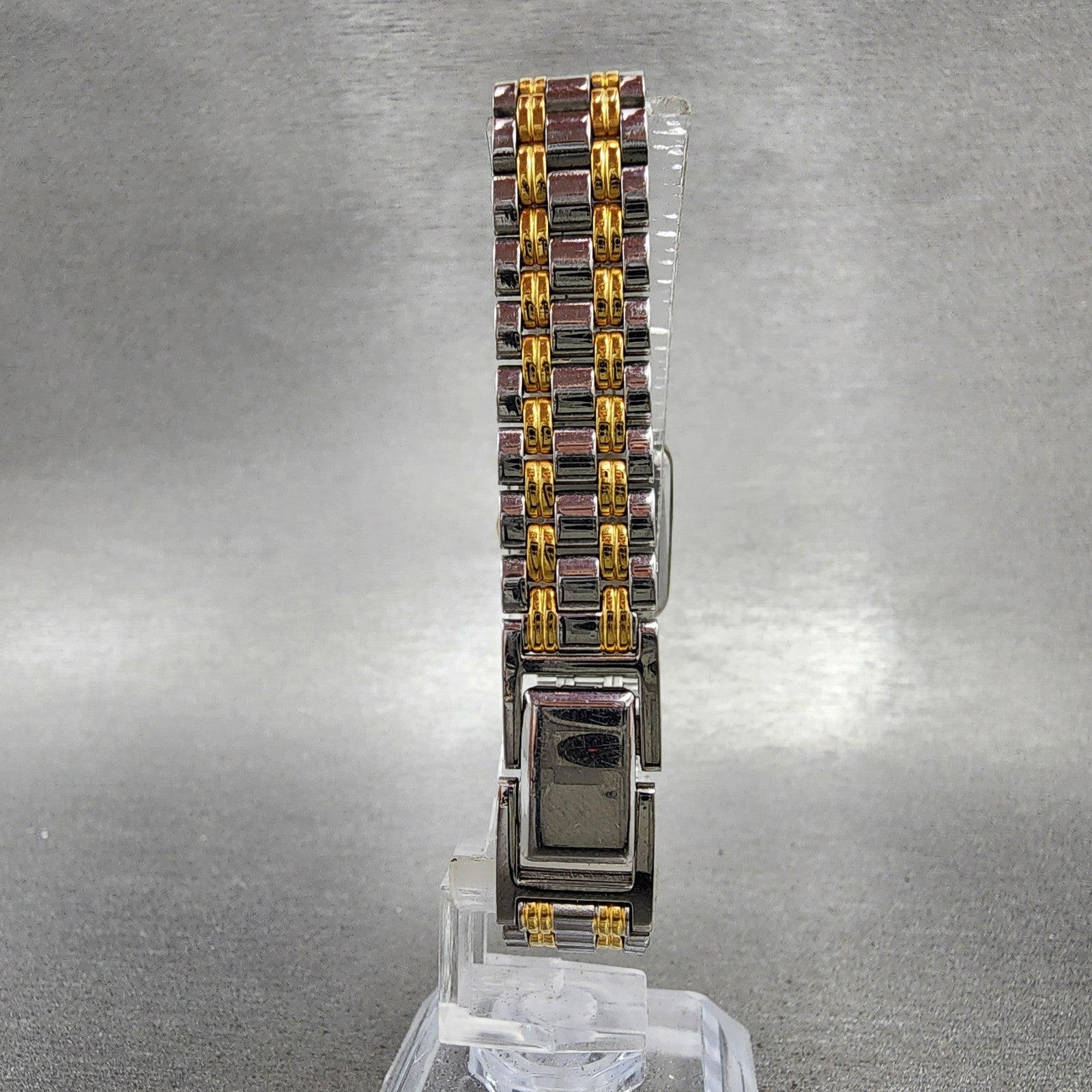 Seiko Tank Watch Women 18mm White Dial Two Tone Rectangle V4015129 New Battery7