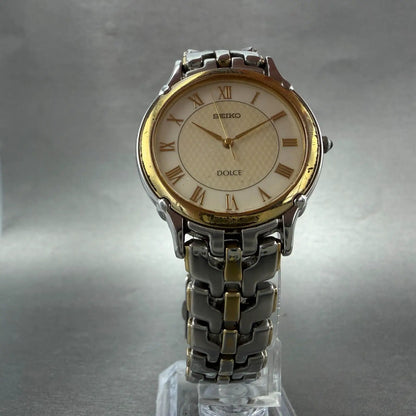 Seiko Dolce Watch Men 32mm Cream Dial Two Tone Round 8J41-6070 New Battery5