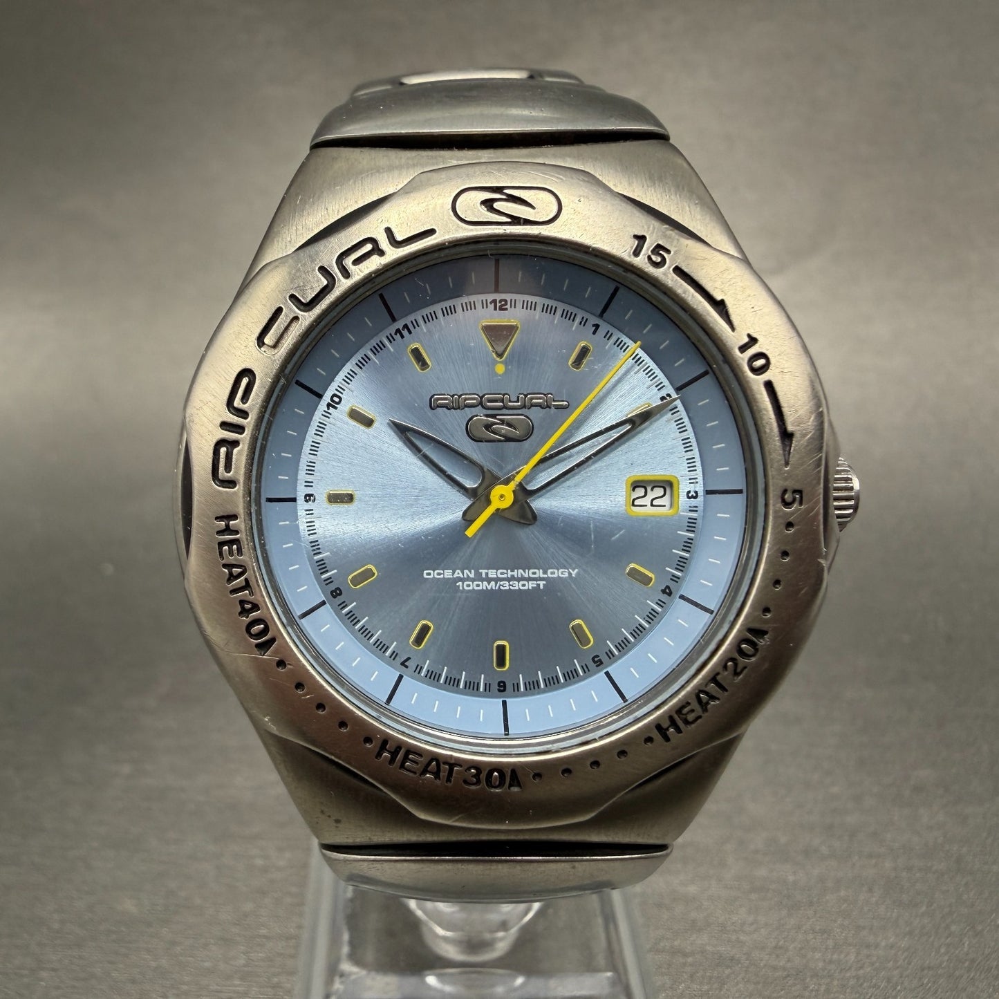 Ripcurl Dive Watch Men 40mm Blue Dial Steel Date Round  New Battery0