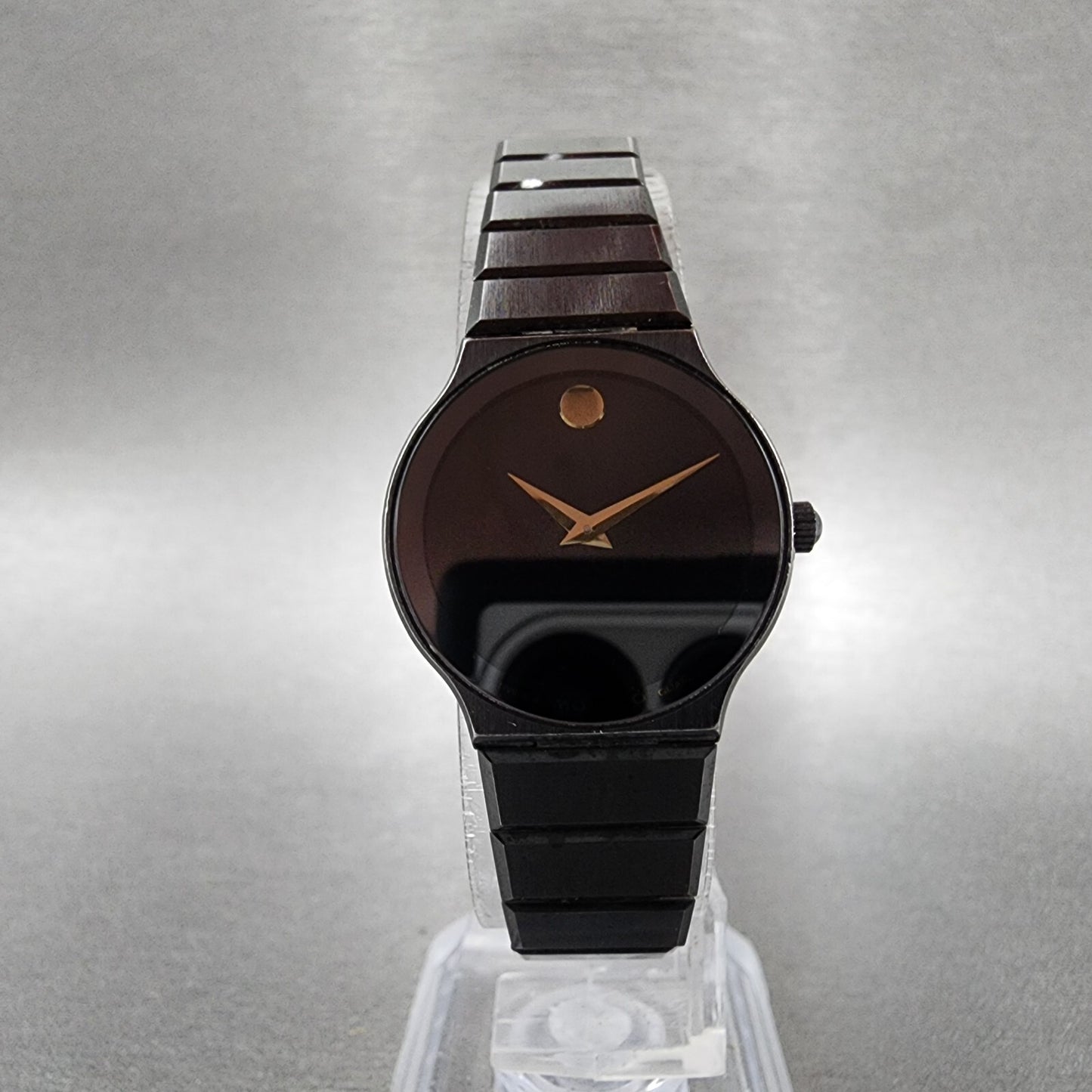 Movado Museum Watch Women 23mm Black Dial Black Tone Round 84 40 881 New BattA115