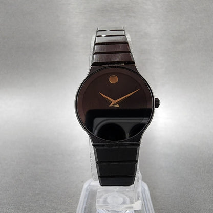 Movado Museum Watch Women 23mm Black Dial Black Tone Round 84 40 881 New BattA115