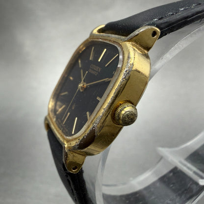 Citizen CQ Watch Women 22mm Black Dial Gold Tone Rectangle 1100-109104 New Batt2
