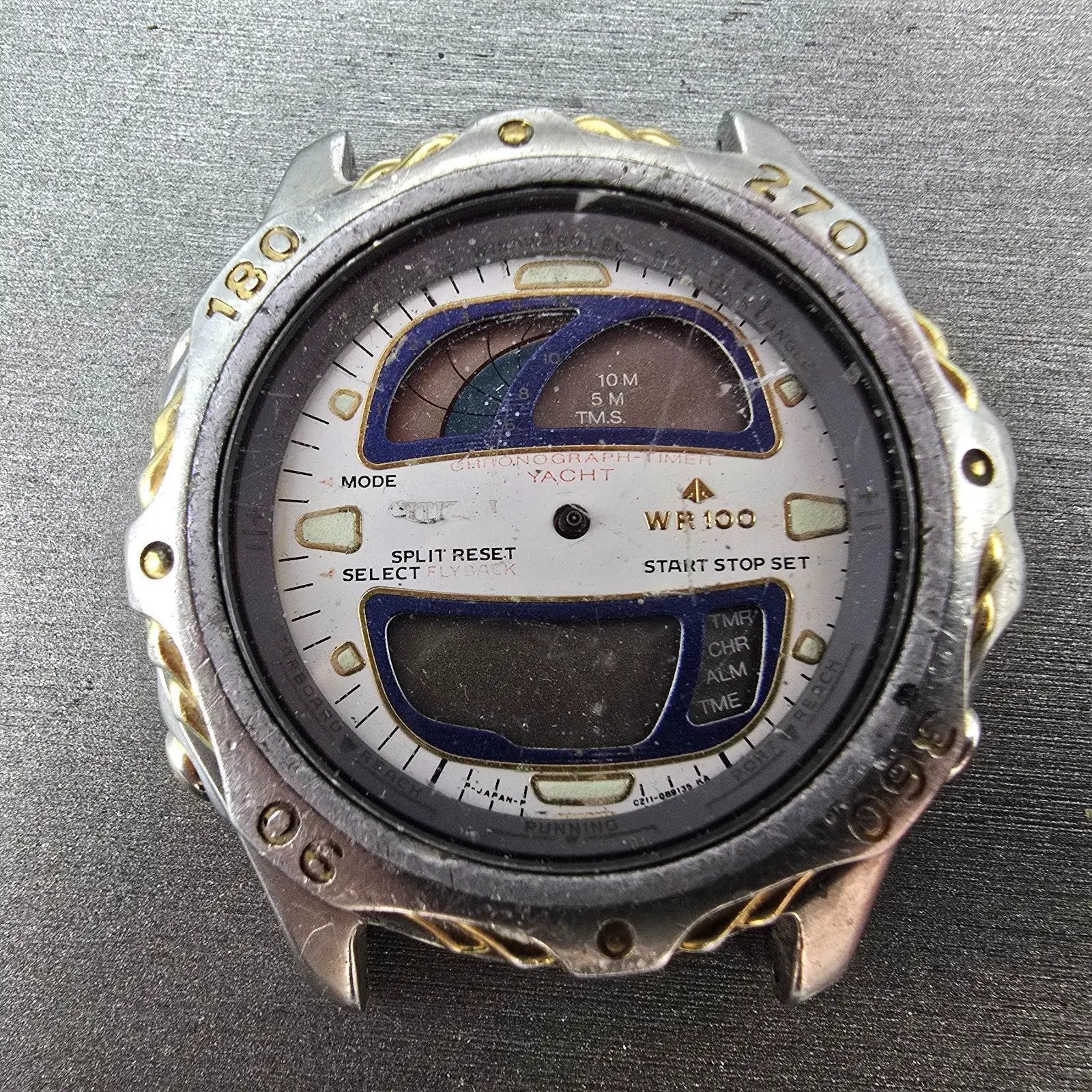 Citizen Yachtmaster C211 Watch Men 42mm Two Tone Alarm Chronograph Ana Digi PART2