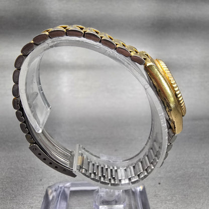Seiko SQ Watch Women 24mm Gold Dial Gold Tone Daydate Round 2A20-0030 New Batt8