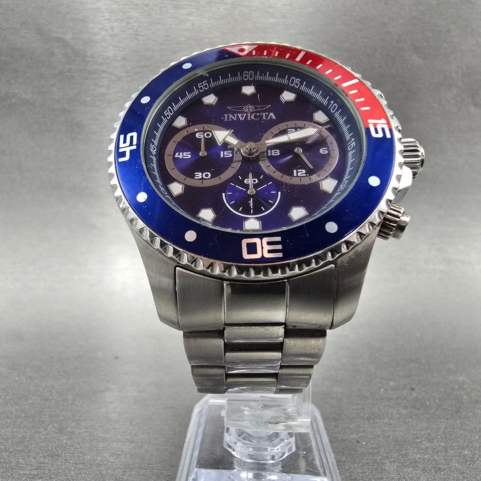Invicta Pepsi Pro Diver Chronograph Watch Men 45mm Blue Dial Silver Tone New Bat6