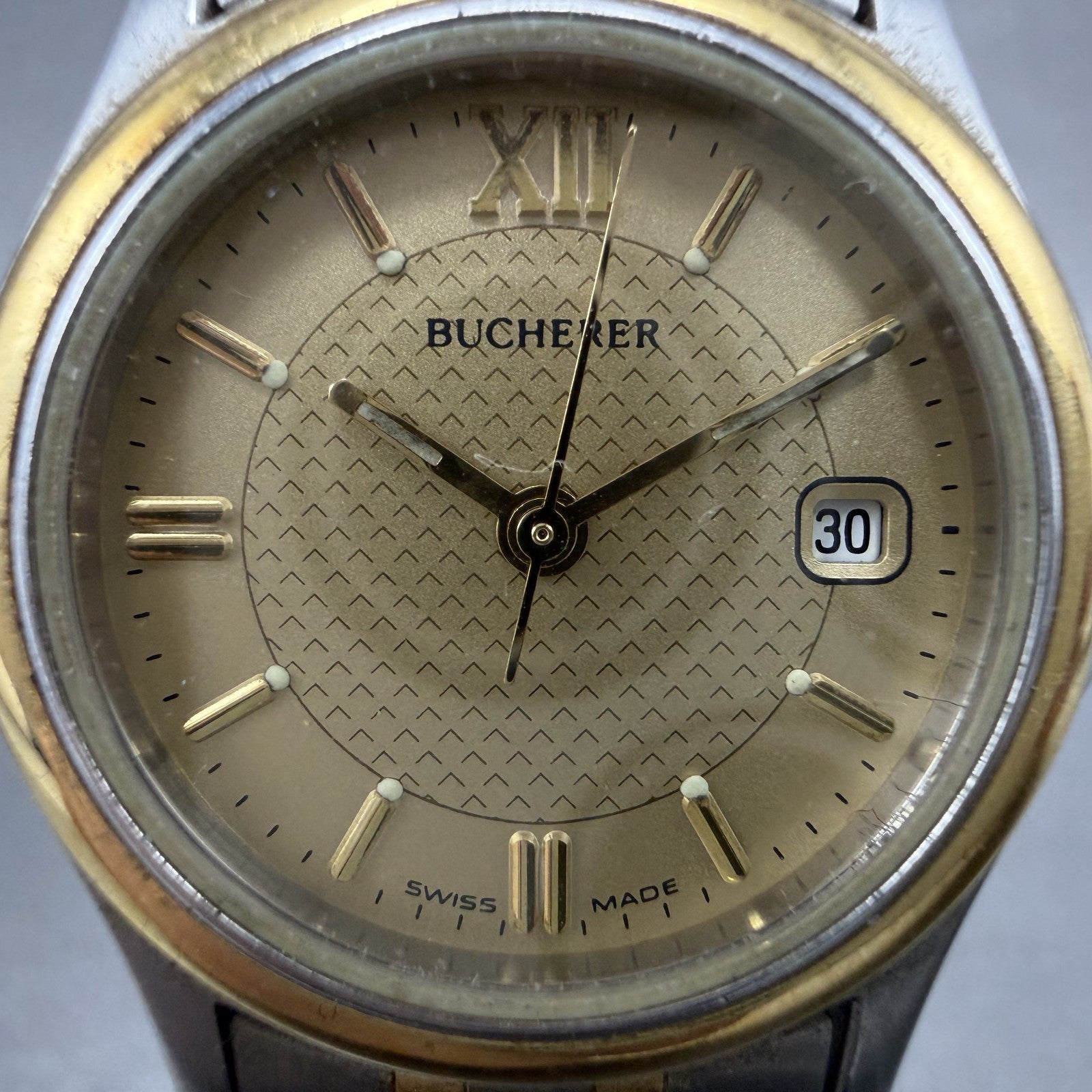Bucherer Watch Women 26mm Gold Dial Two Tone Date Round 956.903 PARTS2