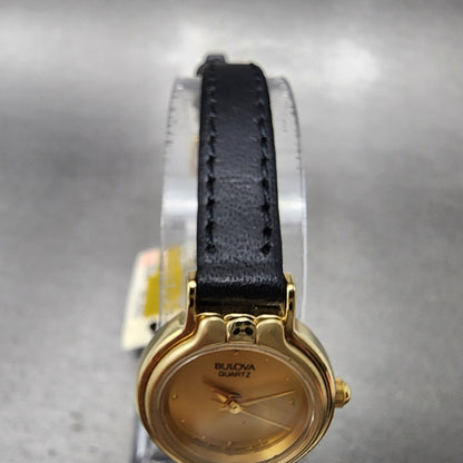 Bulova Watch Watch Women 20mm Gold dial Gold Tone Round New Batt NOS 92E966