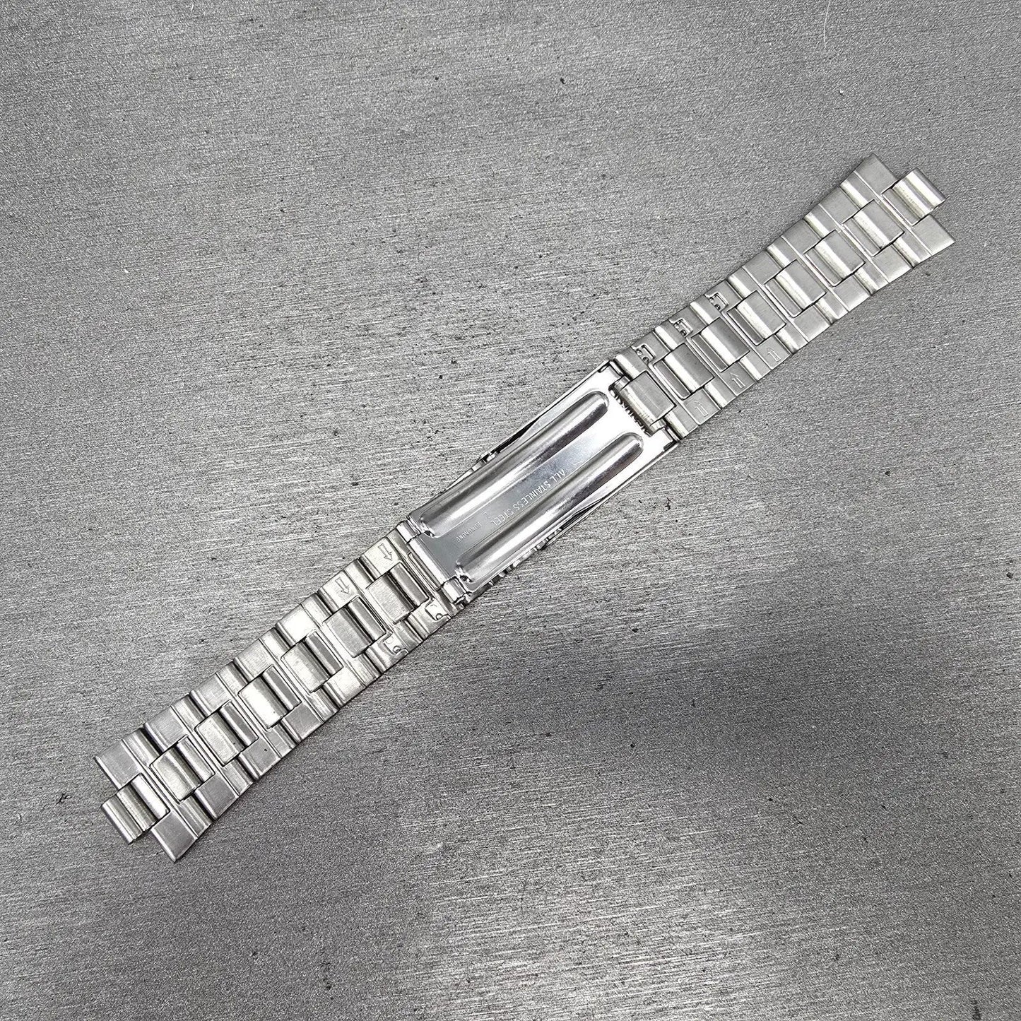 Seiko Bracelet 7mm Stainless Steel Silver Tone Tri Folding Clasp Vintage9