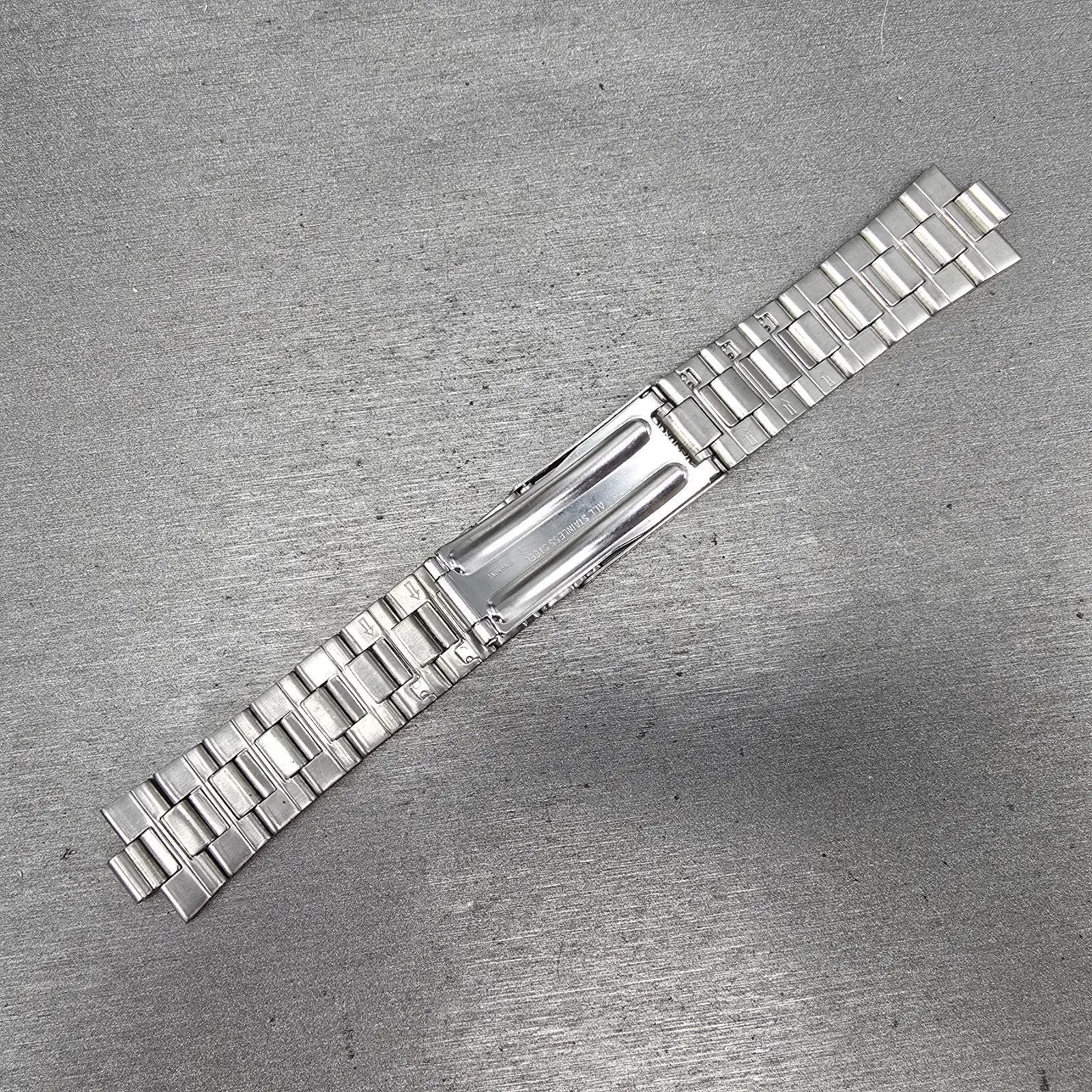 Seiko Bracelet 7mm Stainless Steel Silver Tone Tri Folding Clasp Vintage9