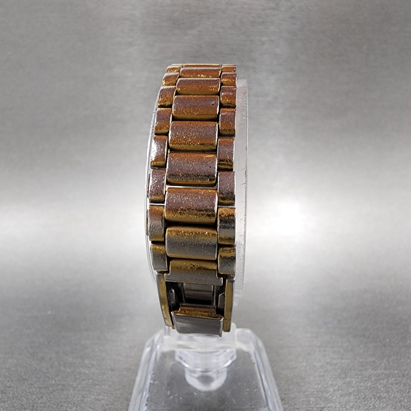 Pulsar Tank Watch Women 17mm Champagne Dial Gold Tone Rectangle New Battery7