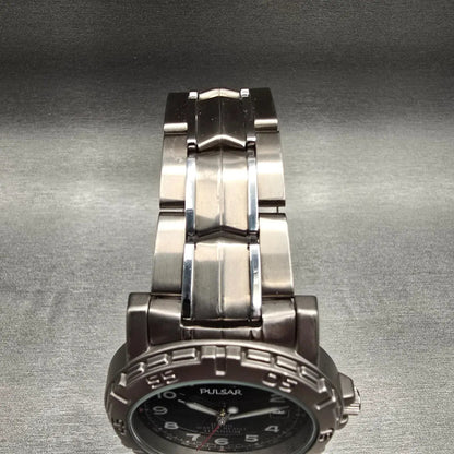 Seiko Pulsar Watch Men 38mm Black Dial Titanium Date Round V730-0350 New Battery4