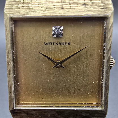 Wittnauer Tank Watch Men 25mm Gold Dial Gold Tone Rectangle VTG PARTS2