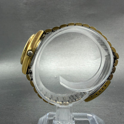 Seiko SQ Watch Women 24mm Gold Dial Gold Tone Daydate Round 3423-0099 New Batt 66