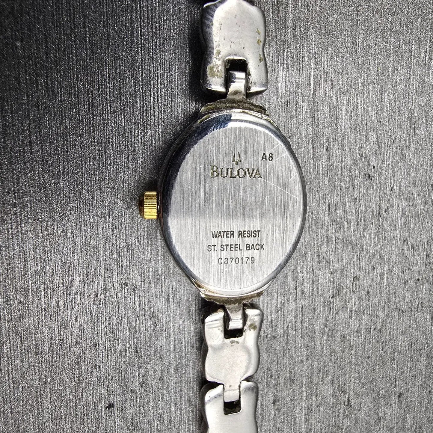 Bulova Watch Women 17mm White Dial Two Tone Oval 98L66 New Battery10