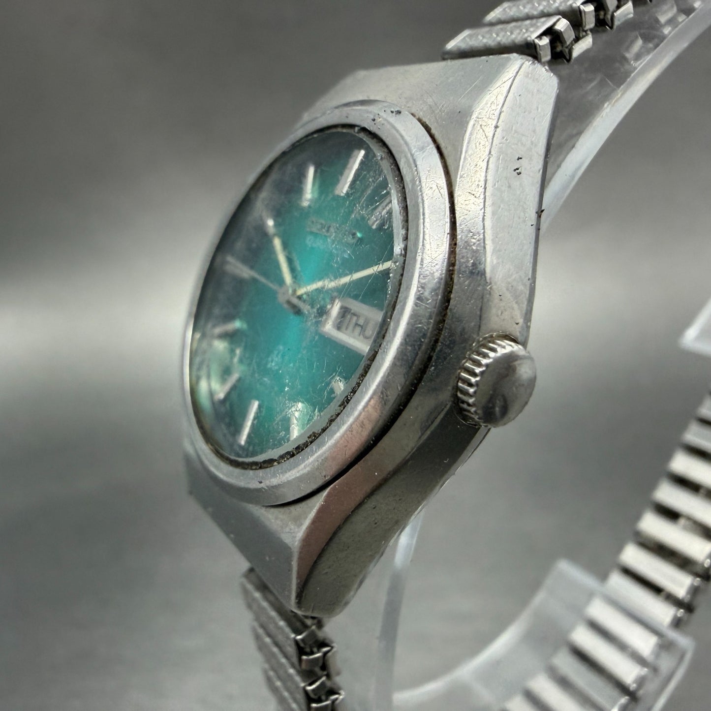 Seiko Watch Women 25mm Green Dial Silver Tone Daydate 2623-0070 New Battery2