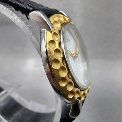 ESQ Watch Women 28mm White Dial Two Tone Round 100216 Golf Ball New Battery4
