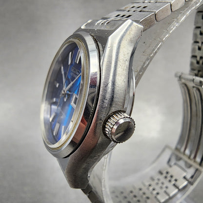 Seiko Automatic Watch Women 27mm Blue Dial Silver Tone Daydate Round READ!!!!2