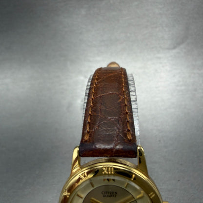 Citizen Watch Women 24mm Champagne Dial Gold Tone Date 1012-K13131 New Battery 54