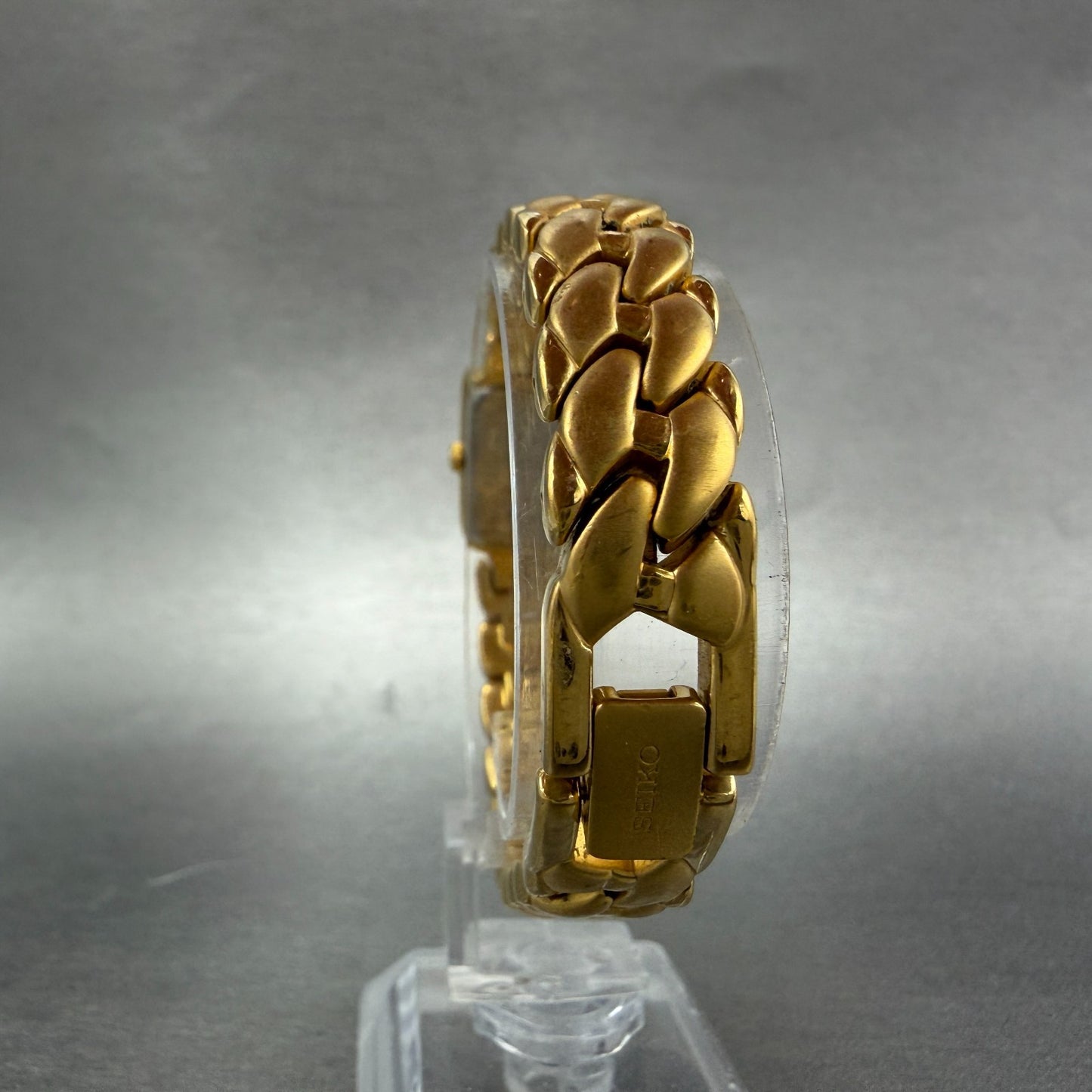 Seiko Tank Watch Women 15mm MOP Dial Gold Tone Rectangle 1F20-0AC0 New Battery7