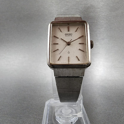 Seiko Tank Watch Women 20mm White Dial Silver Tone 2621-5200 New Battery