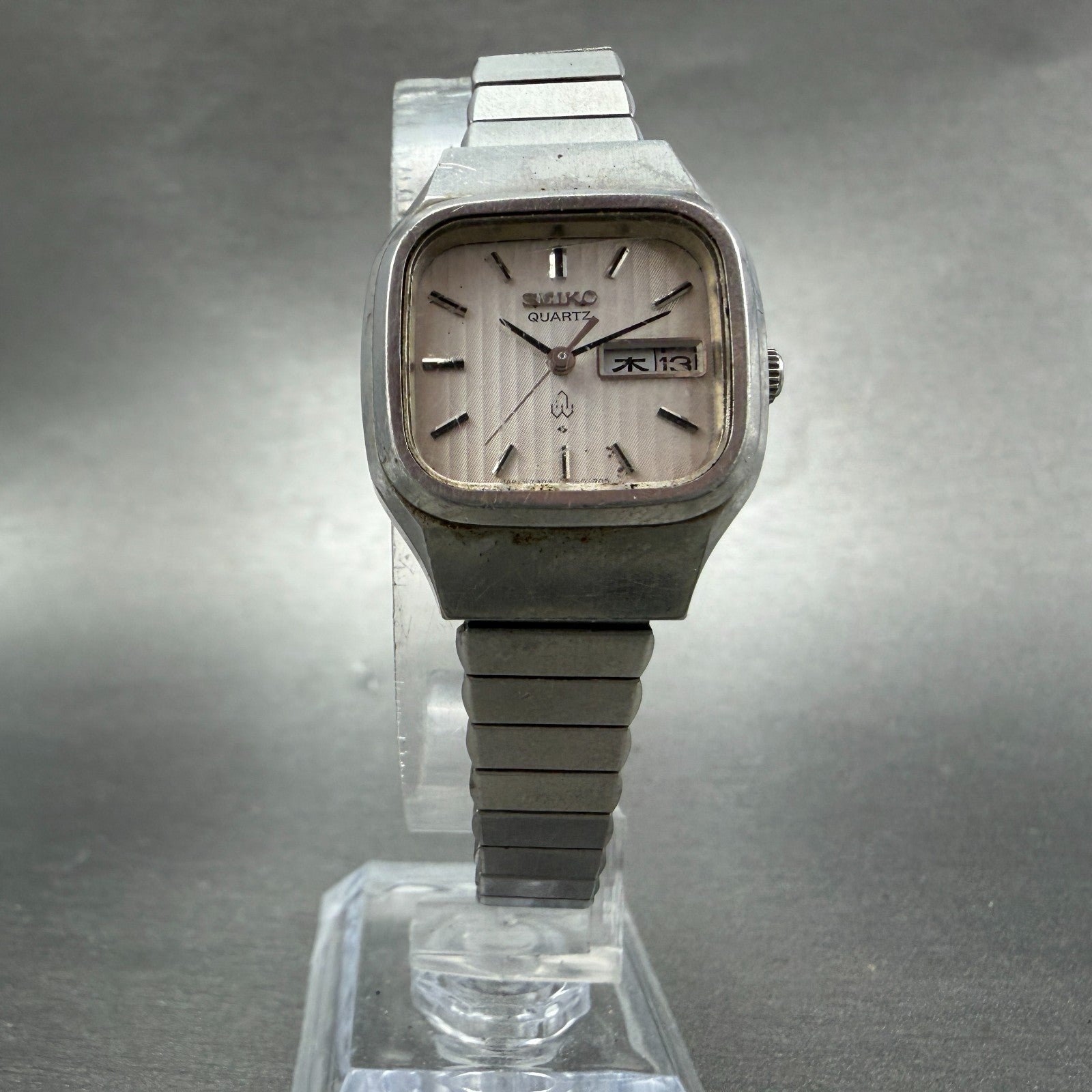 Seiko Watch Women 24mm Silver Dial Silver Tone Daydate 7903-5000 New Battery VTG5