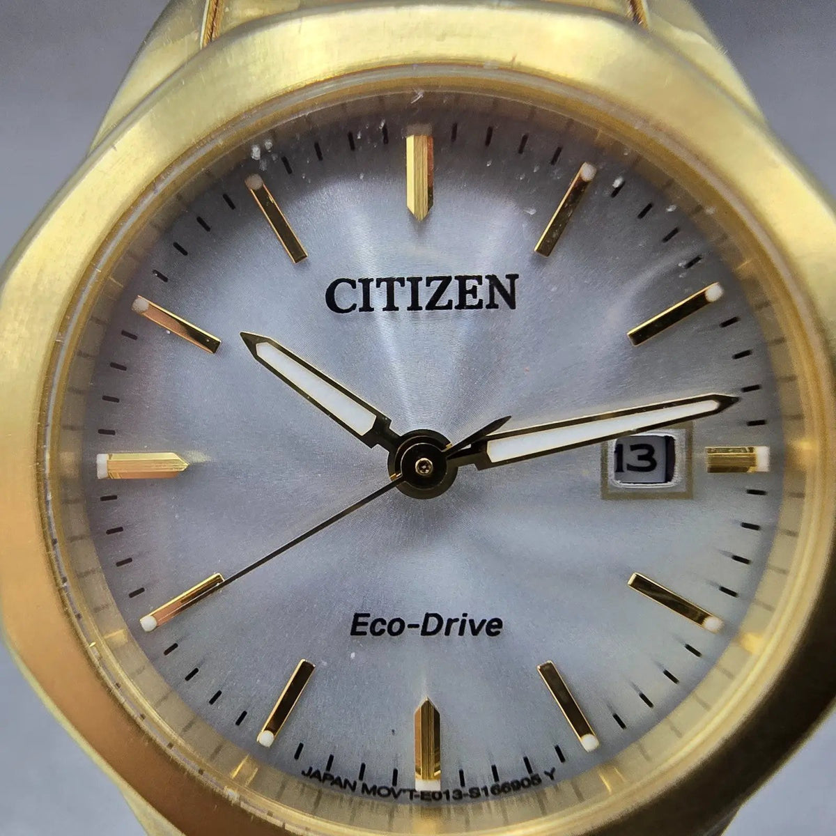 Citizen Eco-Drive Corso Watch Women 30mm Silver Dial Gold Date EW2582-59A Runs1
