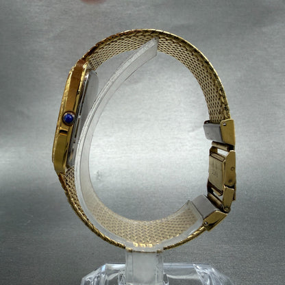 Rado Elegance Watch Men 30mm Gold Dial Gold Tone Rectangle 128.9005.2 New Batt6