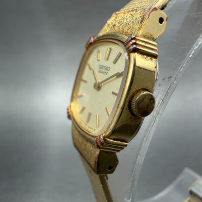 Seiko Watch Women 18mm Champagne Dial Gold Tone Square 2320-6710 New Battery2