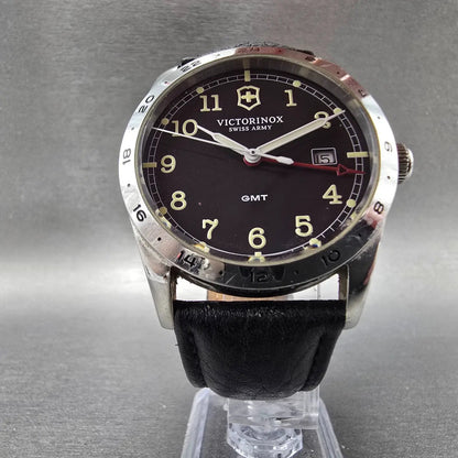 Victorinox Swiss Army Infantry GMT Watch Men 39mm Black Dial Steel Date New Batt5
