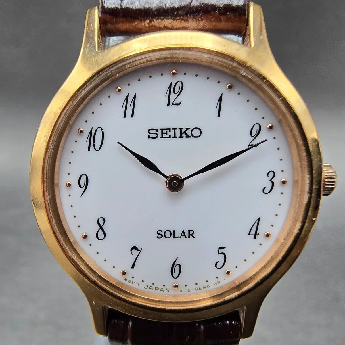 Seiko Solar Watch Women 26mm White Dial Rose Gold Tone V115-0BS0 Round Works2