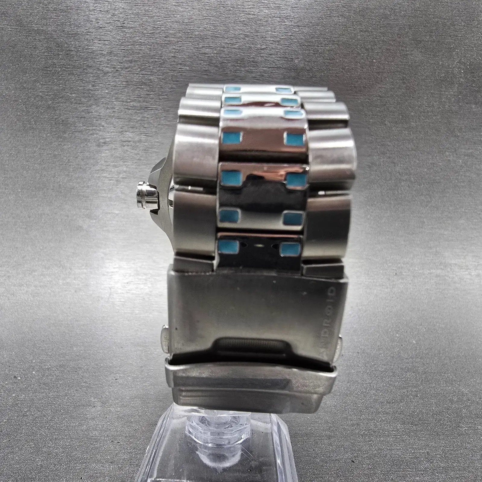 Android Bioluminescence Skeleton Automatic Watch Men 48mm Blue Dial Steel Runs7