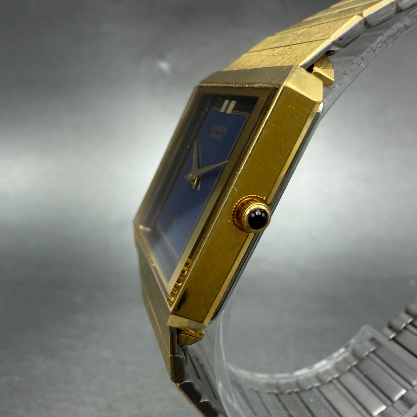 Citizen CQ Tank Watch Unisex 25mm Blue Dial Gold Tone Rectangle New Battery2